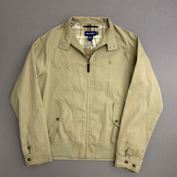 Polo Golf Ralph Lauren Other - Polo Golf Ralph Lauren Harrington Jacket Tan Khaki Plaid Lined Mens Medium